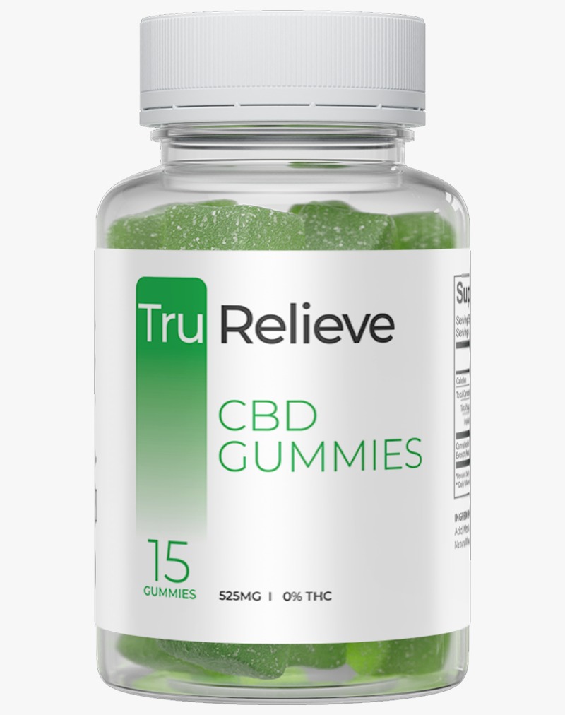 Tru Relieve CBD Gummies bottle — 15 gummies, 525mg, 0% THC